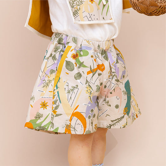 みちくさ押し花ワイドショートパンツ