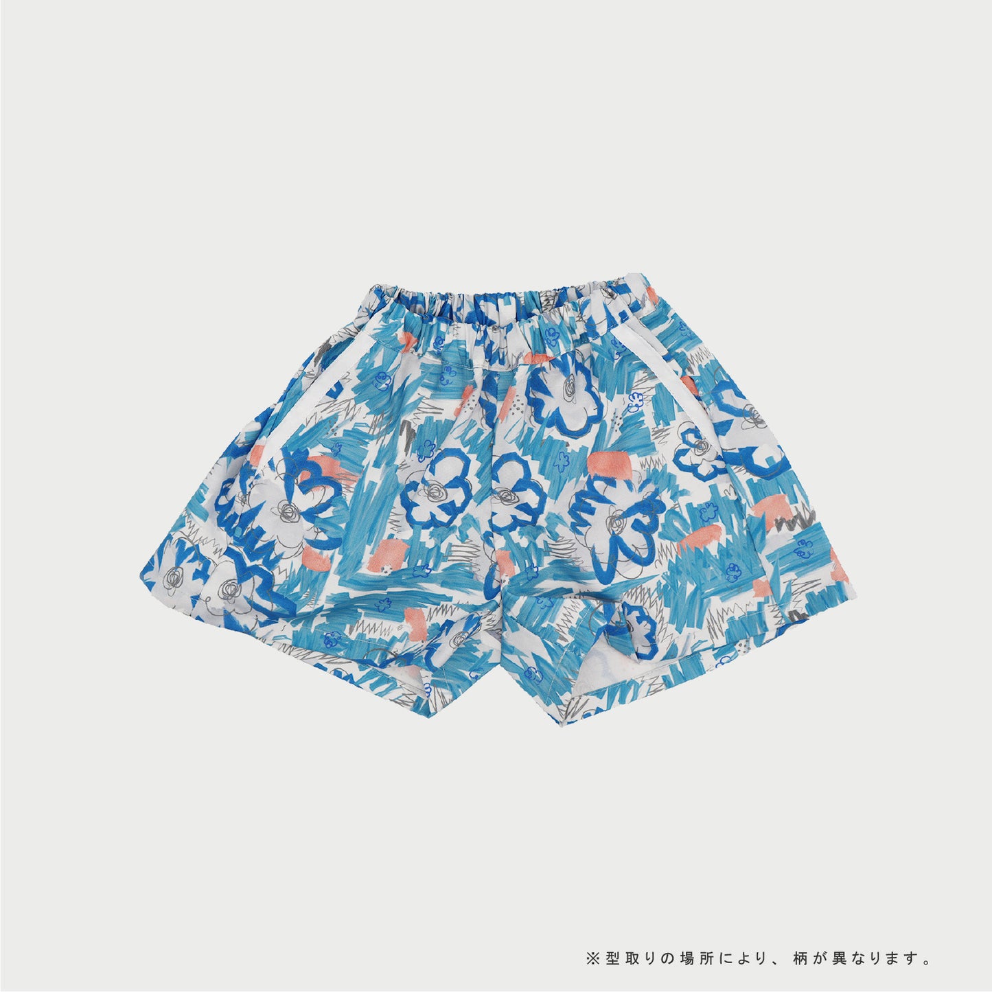 【WEB限定】青いおはなセットアップ ★付け襟+ワイドショートパンツ ※単品もこちらから