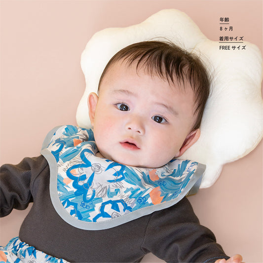 【WEB限定】青いおはなセットアップ ★スタイ+ワイドショートパンツ  ※単品もこちらから