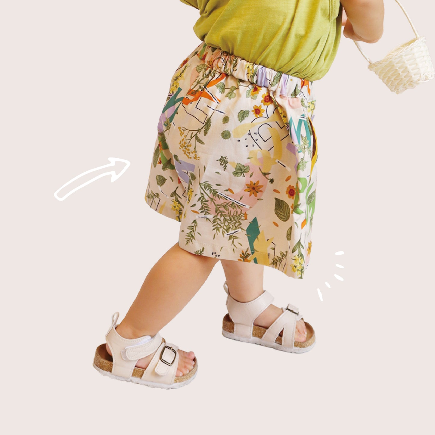 Michikusa oshibana wide short pants (みちくさ押し花ワイドショートパンツ)