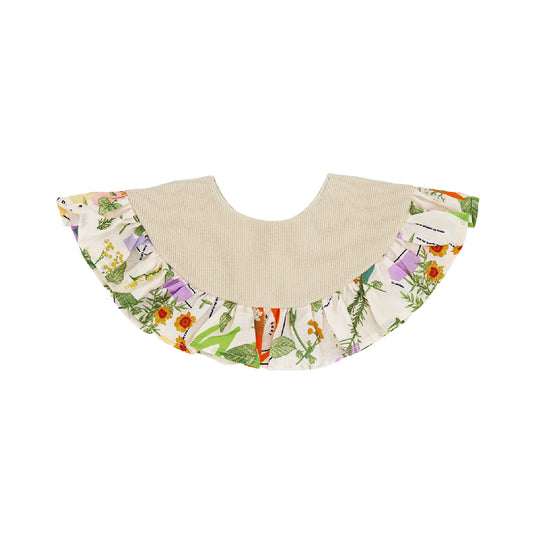 みちくさ押し花フリルスタイ(リブ×ガーゼ)