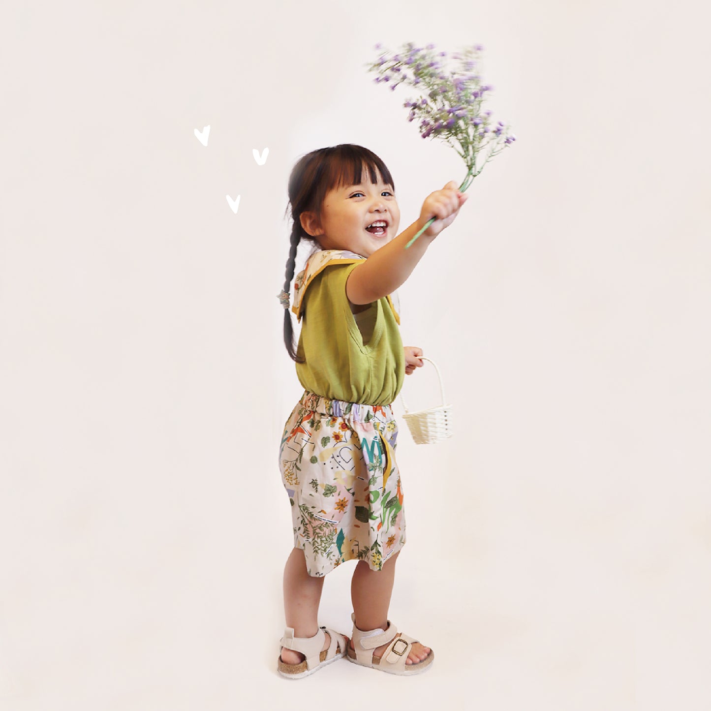 Michikusa oshibana wide short pants (みちくさ押し花ワイドショートパンツ)