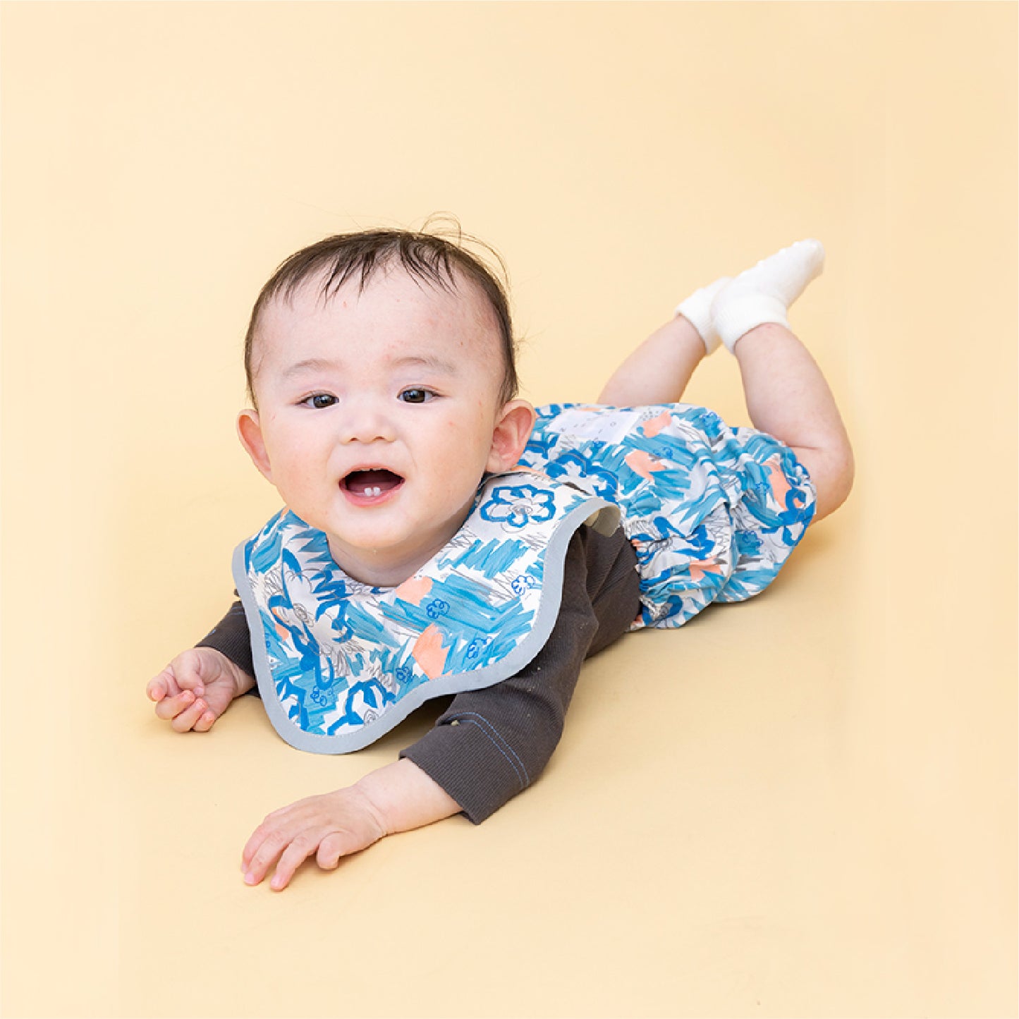 【WEB限定】青いおはなベビーセット ★スタイ+選べるブルマ