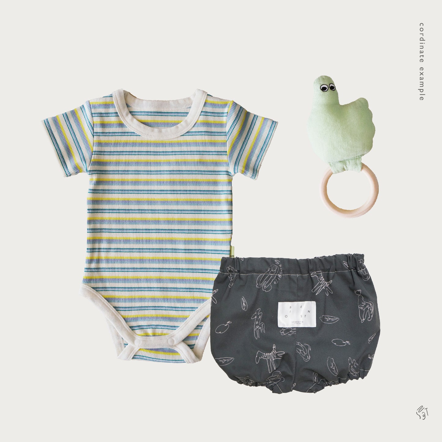 ribbed rompers ( リブロンパース ) - short sleeve