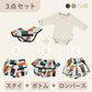 スタイ+ボトム＋長袖ロンパース3点セット- フラッグ