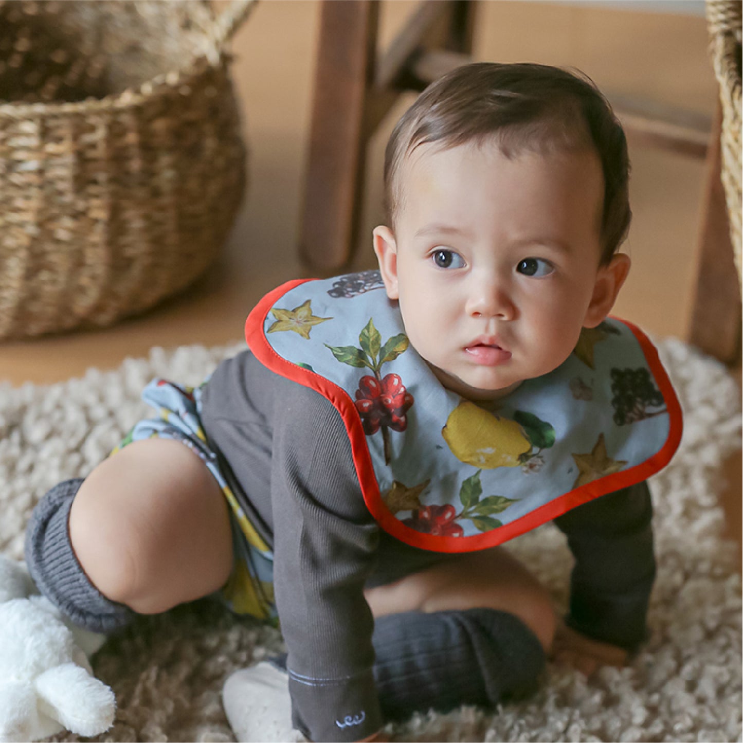 【WEB限定】なぞなぞフルーツベビーセット ★スタイ+選べるブルマ