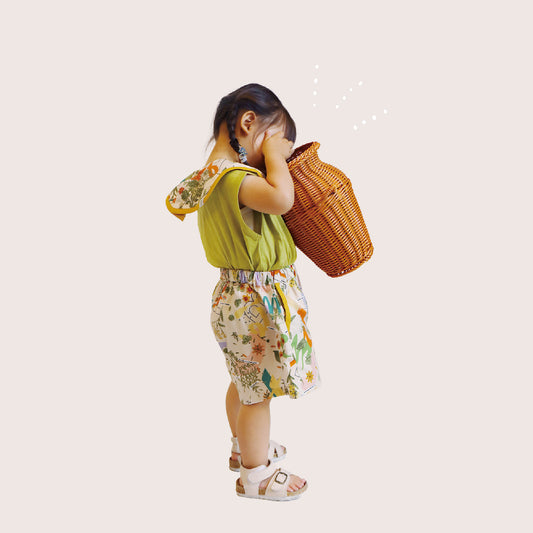 Michikusa oshibana  wide short pants （みちくさ押し花ワイドショートパンツ）