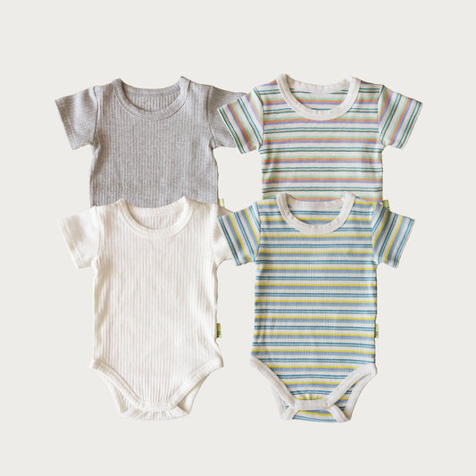 ribbed rompers ( リブロンパース ) - short sleeve