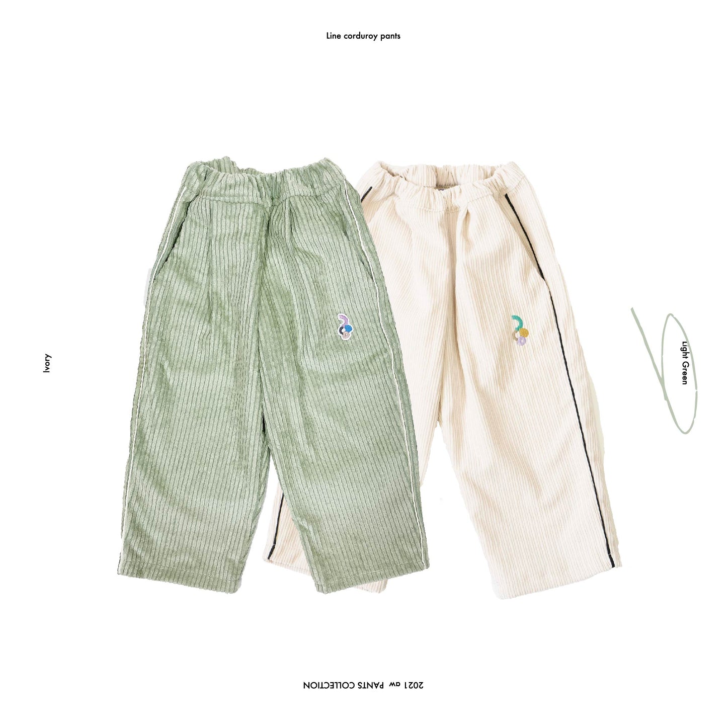 Line corduroy pants_Light green（ラインコーデュロイパンツ ライトグリーン）