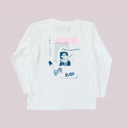 Not sleepy longTshirt（ノットスリーピーロンT）ホワイト×ネイビー